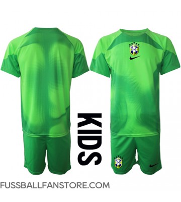Brasilien Torwart Replik Auswärtstrikot Kinder WM 2022 Kurzarm (+ Kurze Hosen)